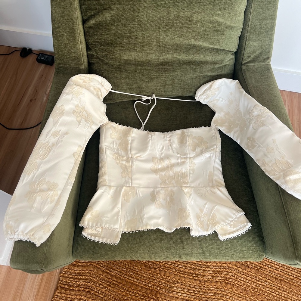 V Chapman Georgiana Duchess Lame Corset Peplum Top